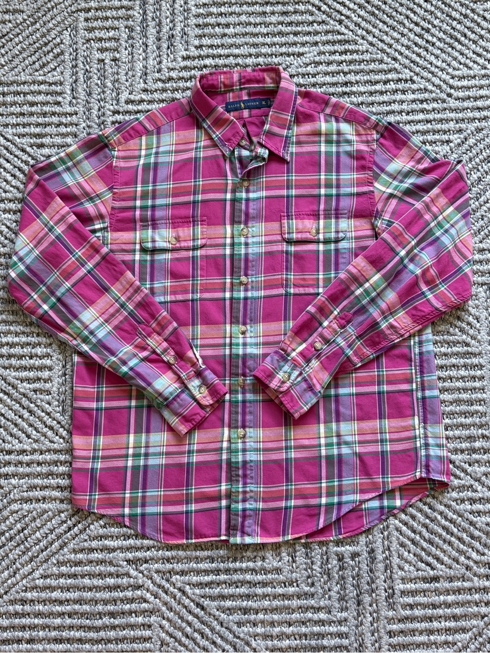 Ralph Lauren Pink & Green Plaid Button-Down Shirt